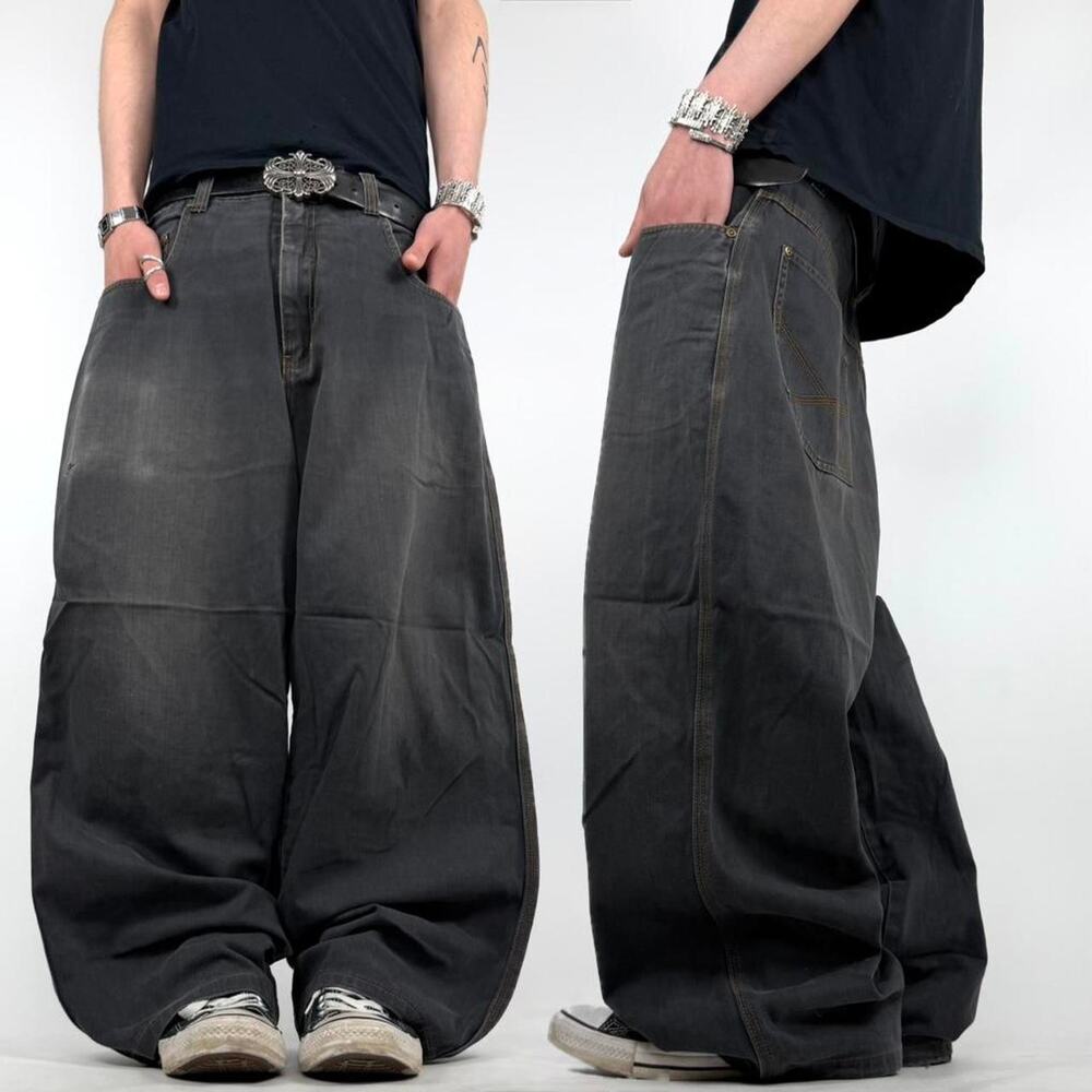 Vintage y2k faded black grunge archive baggy wide leg skater jeans